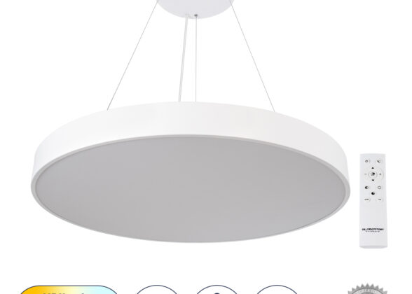 Κρεμαστή Πλαφονιέρα Οροφής LED CCT 100W 11020lm 120° AC 220-240V - Εναλλαγή Φωτισμού μέσω Τηλεχειριστηρίου All In One Ψυχρό 6000k+Φυσικό 4500k+Θερμό 2700k Dimmable Φ80cm - Λευκό - 3 Years Warranty