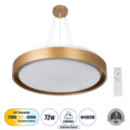 Κρεμαστή Πλαφονιέρα Οροφής LED CCT 72W 8306lm 120° AC 220-240V - Εναλλαγή Φωτισμού μέσω Τηλεχειριστηρίου All In One Ψυχρό 6000k+Φυσικό 4500k+Θερμό 2700k Dimmable Φ48cm - Χρυσό - 3 Years Warranty