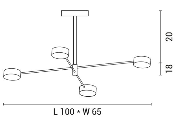 ΦΩΤΙΣΤΙΚΟ ΚΡΕΜΑΣΤΟ 4ΦΩΤΟ LED 36W 100x59x51 ΧΡΥΣΟ 3CCT