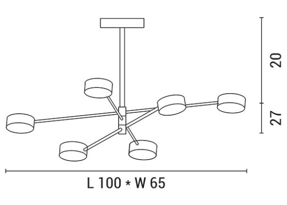 ΦΩΤΙΣΤΙΚΟ ΚΡΕΜΑΣΤΟ 6ΦΩΤΟ LED 30W 100x65x15 ΧΡΥΣΟ 3CCT