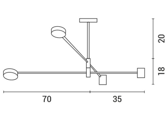 ΦΩΤΙΣΤΙΚΟ ΚΡΕΜΑΣΤΟ 4ΦΩΤΟ LED 30W 105x38 ΧΡΥΣΟ