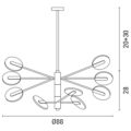 ΦΩΤΙΣΤΙΚΟ ΚΡΕΜΑΣΤΟ 9ΦΩΤΟ LED 63W 3CCT 88x78 ΜΑΥΡΟ/ΧΡΥΣΟ