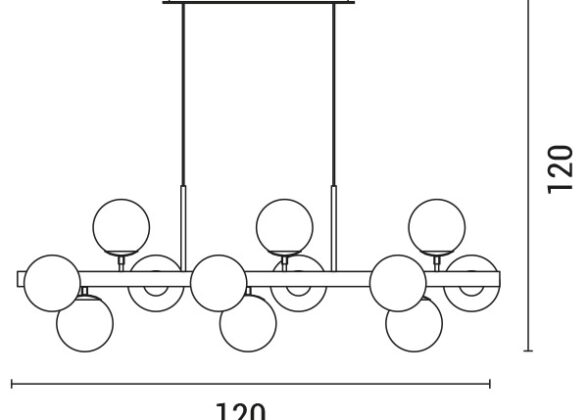 ΦΩΤΙΣΤΙΚΟ ΚΡΕΜΑΣΤΟ 12xE27 Φ120x31x120 ΜΑΥΡΟ ΜΑΤ/SMOKE ΓΥΑΛΙ