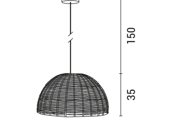 ΦΩΤΙΣΤΙΚΟ ΚΡΕΜΑΣΤΟ ΜΟΝΟΦΩΤΟ Ε27 MAX 60W D50χ185 RATTAN ΜΑΥΡΟ