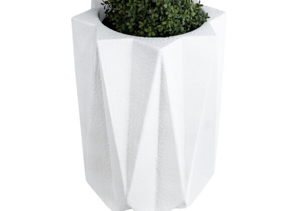 GloboStar® Artificial Garden PADOVA 20740 Επιδαπέδιο Πολυεστερικό Τσιμεντένιο Κασπώ Γλάστρα - Flower Pot Λευκό Φ46 x Υ67cm