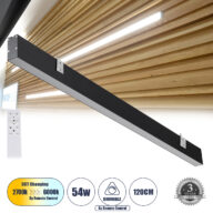 Γραμμικό Φωτιστικό Τοίχου – Απλίκα Linear LED CCT 54W 6500lm 120° AC 220-240V Μ120 x Π3.5 x Υ7cm – Εναλλαγή Φωτισμού μέσω Τηλεχειριστηρίου All In One Ψυχρό 6000k+Φυσικό 4500k+Θερμό 2700k Dimmable – Μαύρο – 3 Years Warranty