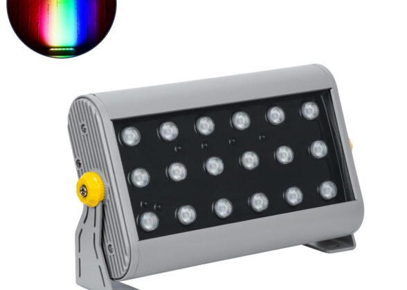 Προβολέας Wall Washer για Φωτισμό Κτιρίων LED 36W 3600lm 30° DC 24V Αδιάβροχο IP65 Μ30 x Π6 x Υ17cm Πολύχρωμο RGB DMX512 - Ασημί - 3 Years Warranty