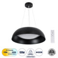 Κρεμαστή Πλαφονιέρα Οροφής LED CCT 60W 6900lm 120° AC 220-240V - Εναλλαγή Φωτισμού μέσω Τηλεχειριστηρίου All In One Ψυχρό 6000k+Φυσικό 4500k+Θερμό 2700k Dimmable Φ43cm - Μαύρο - 3 Years Warranty