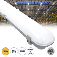 LED Γραμμικό Βιομηχανικό Φωτιστικό Tri-Proof 60cm 24W 2690lm 120° AC 220-240V Αδιάβροχο IP65 Μ60 x Π10.5 x Υ8cm Θερμό Λευκό 2700K – 3 Years Warranty