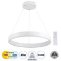 Κρεμαστό Φωτιστικό Δαχτυλίδι-Κύκλος LED CCT 45W 5269lm 120° AC 220-240V - Εναλλαγή Φωτισμού μέσω Τηλεχειριστηρίου All In One Ψυχρό 6000K+Φυσικό 4500K+Θερμό 2700K Dimmable Φ60cm - Λευκό - 3 Years Warranty