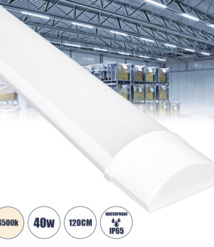 LED Γραμμικό Βιομηχανικό Φωτιστικό Tri-Proof 120cm 40W 3727lm 120° AC 220-240V Αδιάβροχο IP65 Μ120 x Π7.5 x Υ2.5cm Φυσικό Λευκό 4500K