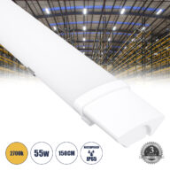 LED Γραμμικό Βιομηχανικό Φωτιστικό Tri-Proof 150cm 55W 6006lm 120° AC 220-240V Αδιάβροχο IP65 Μ150 x Π6 x Υ4cm Θερμό Λευκό 2700K – 3 Years Warranty