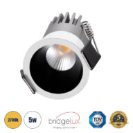 Χωνευτό LED Spot Downlight TrimLess Φ4cm 5W 625lm 38° AC 220-240V IP20 Φ4 x Υ5.9cm – Στρόγγυλο – Λευκό με Μαύρο Κάτοπτρο – Θερμό Λευκό 2700K – Bridgelux COB – 5 Years Warranty