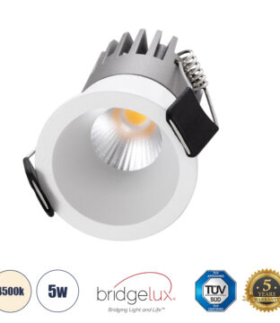 Χωνευτό LED Spot Downlight TrimLess Φ4cm 5W 650lm 38° AC 220-240V IP20 Φ4 x Υ5.9cm – Στρόγγυλο – Λευκό – Φυσικό Λευκό 4500K – Bridgelux COB – 5 Years Warranty