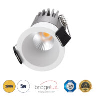 Χωνευτό LED Spot Downlight TrimLess Φ4cm 5W 625lm 38° AC 220-240V IP20 Φ4 x Υ5.9cm – Στρόγγυλο – Λευκό – Θερμό Λευκό 2700K – Bridgelux COB – 5 Years Warranty