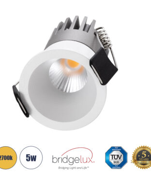 Χωνευτό LED Spot Downlight TrimLess Φ4cm 5W 625lm 38° AC 220-240V IP20 Φ4 x Υ5.9cm – Στρόγγυλο – Λευκό – Θερμό Λευκό 2700K – Bridgelux COB – 5 Years Warranty