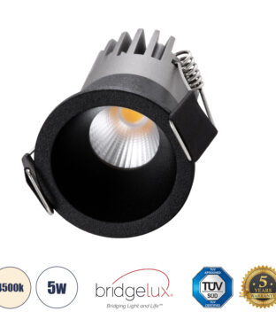 Χωνευτό LED Spot Downlight TrimLess Φ4cm 5W 650lm 38° AC 220-240V IP20 Φ4 x Υ5.9cm – Στρόγγυλο – Μαύρο – Φυσικό Λευκό 4500K – Bridgelux COB – 5 Years Warranty