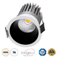 Χωνευτό LED Spot Downlight TrimLess Φ6cm 7W 910lm 38° AC 220-240V IP20 Φ6 x Υ7.8cm – Στρόγγυλο – Λευκό με Μαύρο Κάτοπτρο – Φυσικό Λευκό 4500K – Bridgelux COB – 5 Years Warranty