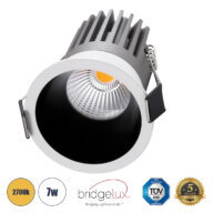 Χωνευτό LED Spot Downlight TrimLess Φ6cm 7W 875lm 38° AC 220-240V IP20 Φ6 x Υ7.8cm – Στρόγγυλο – Λευκό με Μαύρο Κάτοπτρο – Θερμό Λευκό 2700K – Bridgelux COB – 5 Years Warranty