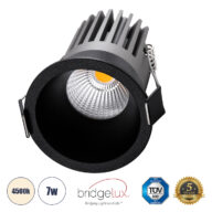 Χωνευτό LED Spot Downlight TrimLess Φ6cm 7W 910lm 38° AC 220-240V IP20 Φ6 x Υ7.8cm – Στρόγγυλο – Μαύρο – Φυσικό Λευκό 4500K – Bridgelux COB – 5 Years Warranty