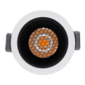 Χωνευτό LED Spot Downlight TrimLess Φ6.4cm 7W 875lm 38° AC 220-240V IP20 Φ6.4 x Υ4.9cm - Στρόγγυλο - Λευκό με Μαύρο Κάτοπτρο & Anti-Glare HoneyComb - Θερμό Λευκό 2700K - Bridgelux COB - 5 Years Warranty