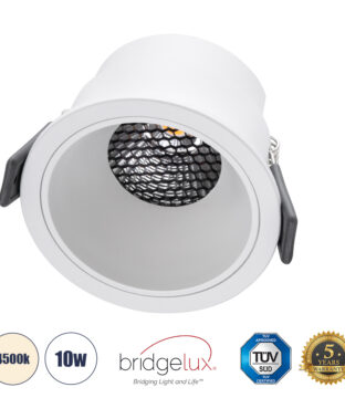 Χωνευτό LED Spot Downlight TrimLess Φ8.4cm 10W 1300lm 38° AC 220-240V IP20 Φ8.4 x Υ5.9cm – Στρόγγυλο – Λευκό & Anti-Glare HoneyComb – Φυσικό Λευκό 4500K – Bridgelux COB – 5 Years Warranty