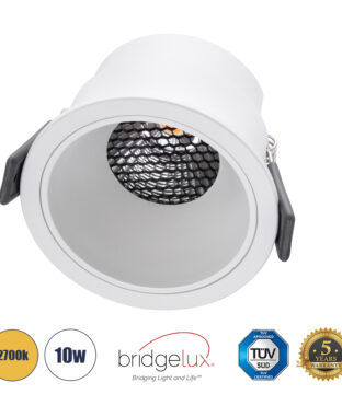 Χωνευτό LED Spot Downlight TrimLess Φ8.4cm 10W 1250lm 38° AC 220-240V IP20 Φ8.4 x Υ5.9cm – Στρόγγυλο – Λευκό & Anti-Glare HoneyComb – Θερμό Λευκό 2700K – Bridgelux COB – 5 Years Warranty