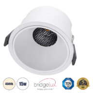 Χωνευτό LED Spot Downlight TrimLess Φ10.4cm 15W 1950lm 38° AC 220-240V IP20 Φ10.4 x Υ6.5cm – Στρόγγυλο – Λευκό & Anti-Glare HoneyComb – Φυσικό Λευκό 4500K – Bridgelux COB – 5 Years Warranty