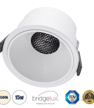 Χωνευτό LED Spot Downlight TrimLess Φ10.4cm 15W 1950lm 38° AC 220-240V IP20 Φ10.4 x Υ6.5cm – Στρόγγυλο – Λευκό & Anti-Glare HoneyComb – Φυσικό Λευκό 4500K – Bridgelux COB – 5 Years Warranty