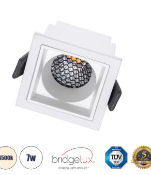 Χωνευτό LED Spot Downlight TrimLess Μ6.4xΠ6.4cm 7W 910lm 38° AC 220-240V IP20 Μ6.4 x Π6.4 x Υ4.9cm – Τετράγωνο – Λευκό & Anti-Glare HoneyComb – Φυσικό Λευκό 4500K – Bridgelux COB – 5 Years Warranty