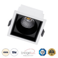 Χωνευτό LED Spot Downlight TrimLess Μ8.4xΠ8.4cm 10W 1300lm 38° AC 220-240V IP20 Μ8.4 x Π8.4 x Υ5.9cm – Τετράγωνο – Λευκό με Μαύρο Κάτοπτρο & Anti-Glare HoneyComb – Φυσικό Λευκό 4500K – Bridgelux COB – 5 Years Warranty