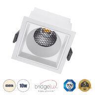 Χωνευτό LED Spot Downlight TrimLess Μ8.4xΠ8.4cm 10W 1300lm 38° AC 220-240V IP20 Μ8.4 x Π8.4 x Υ5.9cm – Τετράγωνο – Λευκό & Anti-Glare HoneyComb – Φυσικό Λευκό 4500K – Bridgelux COB – 5 Years Warranty