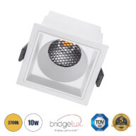 Χωνευτό LED Spot Downlight TrimLess Μ8.4xΠ8.4cm 10W 1250lm 38° AC 220-240V IP20 Μ8.4 x Π8.4 x Υ5.9cm – Τετράγωνο – Λευκό & Anti-Glare HoneyComb – Θερμό Λευκό 2700K – Bridgelux COB – 5 Years Warranty