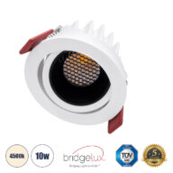 Χωνευτό LED Spot Downlight TrimLess Φ8.5cm 10W 1300lm 38° AC 220-240V IP20 Φ8.5 x Υ6.6cm – Στρόγγυλο – Κινούμενο – Λευκό με Μαύρο Κάτοπτρο & Anti-Glare HoneyComb – Φυσικό Λευκό 4500K – Bridgelux COB – 5 Years Warranty