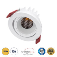 Χωνευτό LED Spot Downlight TrimLess Φ8.5cm 10W 1250lm 38° AC 220-240V IP20 Φ8.5 x Υ6.6cm – Στρόγγυλο – Κινούμενο – Λευκό & Anti-Glare HoneyComb – Θερμό Λευκό 2700K – Bridgelux COB – 5 Years Warranty