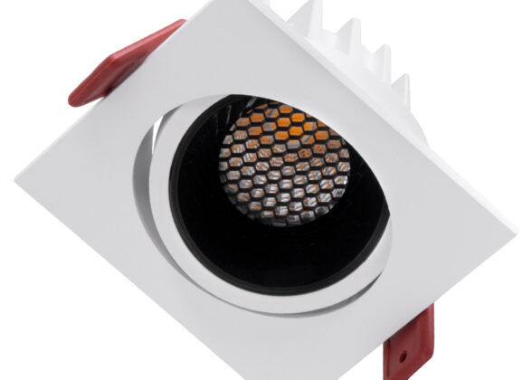 Χωνευτό LED Spot Downlight TrimLess Μ8.5xΠ8.5cm 10W 1250lm 38° AC 220-240V IP20 Μ8.5 x Π8.5 x Υ6.6cm - Τετράγωνο - Κινούμενο - Λευκό με Μαύρο Κάτοπτρο & Anti-Glare HoneyComb - Θερμό Λευκό 2700K - Bridgelux COB - 5 Years Warranty