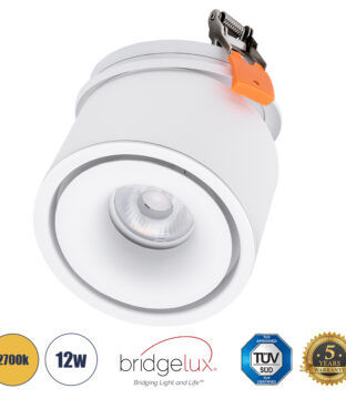 Χωνευτό LED Spot Downlight TrimLess Φ10cm 12W 1500lm 36° AC 220-240V IP20 Φ10 x Υ8.2cm – Στρόγγυλο – Λευκό – Θερμό Λευκό 2700K – Bridgelux COB – 5 Years Warranty