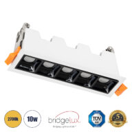 Χωνευτό LED Spot Downlight TrimLess 10W 1350lm 36° AC 220-240V IP20 Μ14.8 x Π4.3 x Υ4.5cm – Λευκό με Μαύρο Κάτοπτρο – Θερμό Λευκό 2700K – Bridgelux High Lumen Chip Gen2 – TÜV Certified Driver – 5 Years Warranty