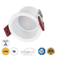 Χωνευτό LED Spot Downlight TrimLess Μπάνιου & WC Φ6.6cm 7W 700lm 45° AC 220-240V IP44 Φ6.6 x Υ5.3cm – Στρόγγυλο – Λευκό – Θερμό Λευκό 2700K – Bridgelux COB – TÜV Certified Driver – 5 Years Warranty