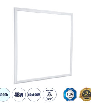 Χωνευτό LED Panel Linear Frameless Super Slim 60x60cm 48W 5760lm 120° CRI≥85Ra AC 220-240V IP44 Μ60 x Π60 x Υ1.5cm – Ψυχρό Λευκό 6000K – TÜV Certified Driver – 5 Years Warranty