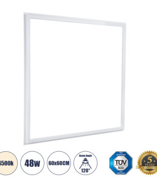 Χωνευτό LED Panel Linear Frameless Super Slim 60x60cm 48W 5520lm 120° CRI≥85Ra AC 220-240V IP44 Μ60 x Π60 x Υ1.5cm – Φυσικό Λευκό 4500K – TÜV Certified Driver – 5 Years Warranty