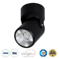 Επιφανειακό Κινούμενο Spot Downlight LED 10W 1350lm 24° AC 220-240V IP20 Φ9cm x Υ16cm – Στρόγγυλο – Μαύρο – Ψυχρό Λευκό 6000K – Bridgelux COB – TÜV Certified Driver – 5 Χρόνια Εγγύηση