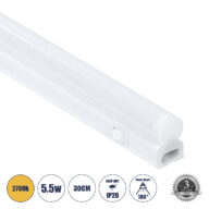 Γραμμικό Φωτιστικό Οροφής Linear LED Τύπου T5 Επεκτεινόμενο 5.5W 528lm 180° AC 220-240V IP20 Πάγκου Κουζίνας με Διακόπτη On/Off Μ30 x Π2.2 x Υ3.5cm Θερμό Λευκό 2700K – Λευκό – 3 Years Warranty