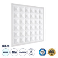 Χωνευτό LED Panel 60x60cm 48W 7440lm 120° CRI≥86Ra UGR<19 Anti-Glare Shield Diffuser AC 220-240V IP44 Μ60 x Π60 x Υ3.3cm – Ψυχρό Λευκό 6000K – Bridgelux High Lumen Chips – TÜV Certified Driver – 5 Years Warranty