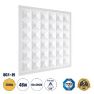 Χωνευτό LED Panel 60x60cm 48W 6960lm 120° CRI≥86Ra UGR<19 Anti-Glare Shield Diffuser AC 220-240V IP44 Μ60 x Π60 x Υ3.3cm – Θερμό Λευκό 2700K – Bridgelux High Lumen Chips – TÜV Certified Driver – 5 Years Warranty