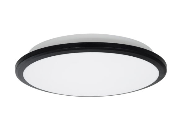 Πλαφονιέρα Οροφής LED 24W 2640lm 120° AC 220-240V Αδιάβροχη IP54 Φ30 x Υ6.5cm Φυσικό Λευκό 4500K - Μαύρο - Bridgelux Chips - 3 Years Warranty