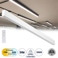 Γραμμικό Φωτιστικό Οροφής Linear LED CCT 54W 6500lm 120° AC 220-240V Μ120 x Π3.5 x Υ7cm – Εναλλαγή Φωτισμού μέσω Τηλεχειριστηρίου All In One Ψυχρό 6000k+Φυσικό 4500k+Θερμό 2700k Dimmable – Λευκό – 3 Years Warranty