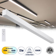 Γραμμικό Φωτιστικό Οροφής Linear LED CCT 72W 8600lm 120° AC 220-240V Μ120 x Π5.5 x Υ7cm – Εναλλαγή Φωτισμού μέσω Τηλεχειριστηρίου All In One Ψυχρό 6000k+Φυσικό 4500k+Θερμό 2700k Dimmable – Λευκό – 3 Years Warranty