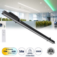 Γραμμικό Χωνευτό Φωτιστικό Linear LED CCT 54W 6500lm 120° AC 220-240V Μ121.5 x Π5 x Υ4cm – Εναλλαγή Φωτισμού μέσω Τηλεχειριστηρίου All In One Ψυχρό 6000k+Φυσικό 4500k+Θερμό 2700k Dimmable – Μαύρο – 3 Years Warranty