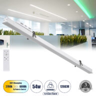 Γραμμικό Χωνευτό Φωτιστικό Linear LED CCT 54W 6500lm 120° AC 220-240V Μ121.5 x Π5 x Υ4cm – Εναλλαγή Φωτισμού μέσω Τηλεχειριστηρίου All In One Ψυχρό 6000k+Φυσικό 4500k+Θερμό 2700k Dimmable – Λευκό – 3 Years Warranty